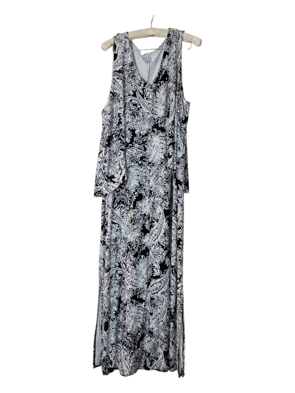 Chico's 3 black & White Sleeveless Maxi Dress 16 XL